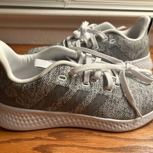 Adidas Gray Knit Sneakers with White Accents